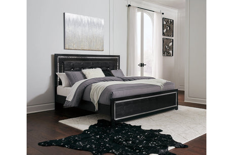 Kaydell Black King Upholstered Panel Bed