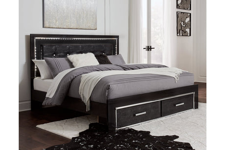 Kaydell Black King Panel Bed with Storage