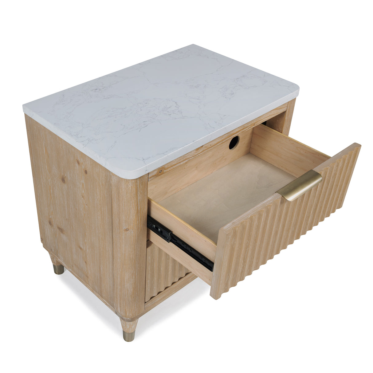 Kara Cerused Natural Nightstand from Crown Mark - Luna Furniture