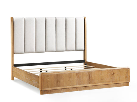 Westcott Cerused Natural Queen Upholstered Panel Bed from Crown Mark - Luna Furniture