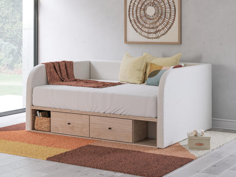 Arloster Tan/White Full Upholstered Day Bed with Storage from Ashley - Luna Furniture