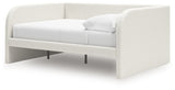 Arloster Full Upholstered Day Bed with Mirrored Dresser in Tan/White from Ashley - Luna Furniture
