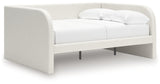 Arloster Full Upholstered Day Bed with Mirrored Dresser in Tan/White from Ashley - Luna Furniture