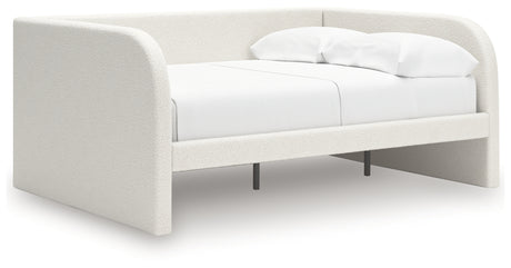Arloster Full Upholstered Day Bed with Mirrored Dresser in Tan/White from Ashley - Luna Furniture
