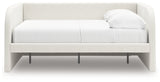 Arloster Full Upholstered Day Bed with Mirrored Dresser in Tan/White from Ashley - Luna Furniture