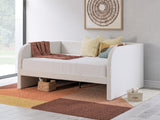 Arloster Full Upholstered Day Bed with Mirrored Dresser in Tan/White from Ashley - Luna Furniture