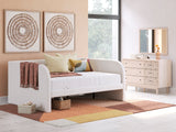 Arloster Tan/White Full Upholstered Daybed, Dresser and Mirror from Ashley Furniture - Luna Furniture