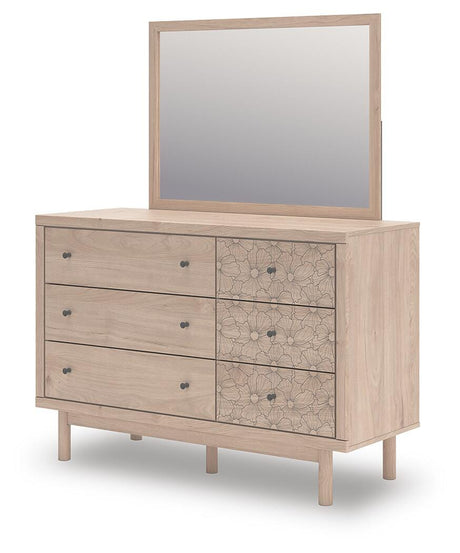 Arloster Twin Upholstered Panel Bed, Dresser and Mirror from Ashley Furniture - Luna Furniture