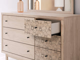 Arloster Tan/White Twin Upholstered Dabed, Dresser and Mirror from Ashley Furniture - Luna Furniture