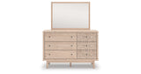 Arloster Tan/White Full Upholstered Daybed, Dresser and Mirror from Ashley Furniture - Luna Furniture