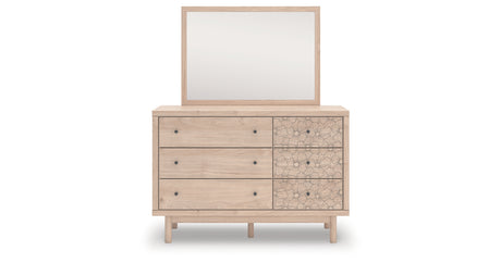 Arloster Tan/White Full Upholstered Daybed, Dresser and Mirror from Ashley Furniture - Luna Furniture