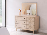Arloster Tan/White Full Upholstered Day Bed, Dresser and Mirror from Ashley - Luna Furniture