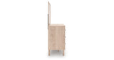 Arloster Tan/White Full Upholstered Daybed, Dresser and Mirror from Ashley Furniture - Luna Furniture
