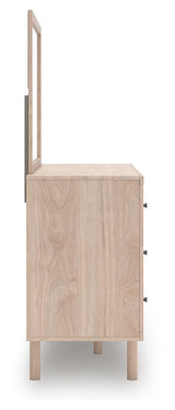 Arloster Tan/White Full Upholstered Daybed, Dresser and Mirror from Ashley Furniture - Luna Furniture