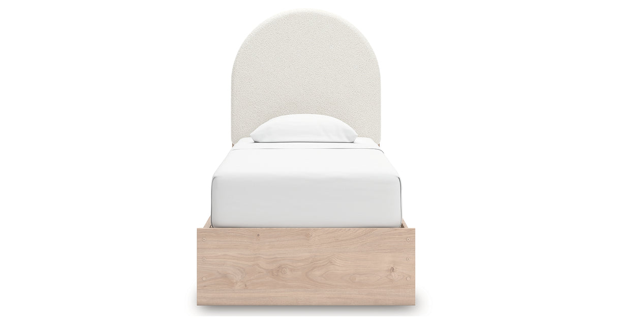 Arloster Tan/White Twin Upholstered Storage Bed with 2 Drawers from Ashley Furniture - Luna Furniture