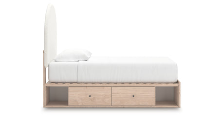 Arloster Tan/White Twin Upholstered Storage Bed with 2 Drawers from Ashley - Luna Furniture