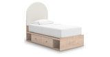 Arloster Tan/White Twin Upholstered Storage Bed with 4 Drawers from Ashley Furniture - Luna Furniture