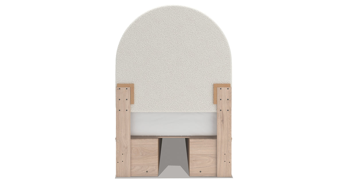Arloster Tan/White Twin Upholstered Storage Bed with 4 Drawers from Ashley Furniture - Luna Furniture