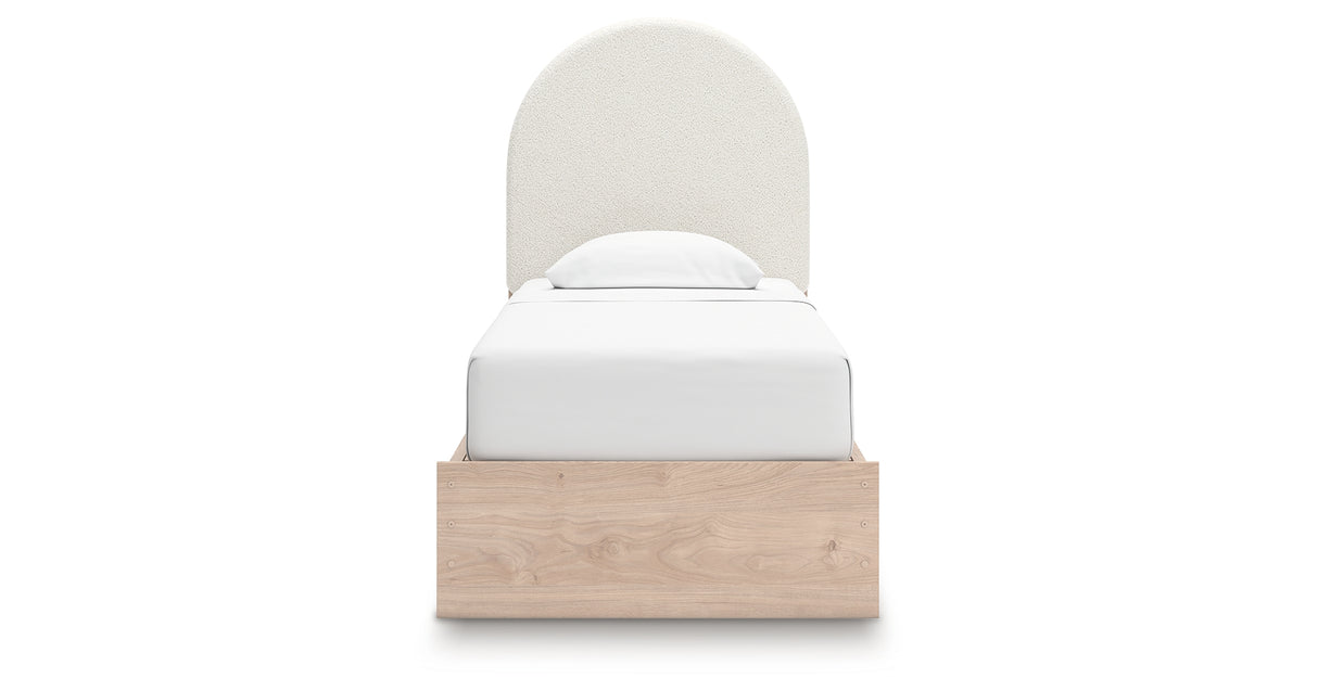 Arloster Tan/White Twin Upholstered Storage Bed with 4 Drawers from Ashley Furniture - Luna Furniture