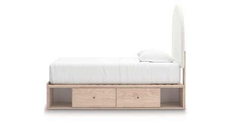 Arloster Tan/White Twin Upholstered Storage Bed with 4 Drawers from Ashley - Luna Furniture