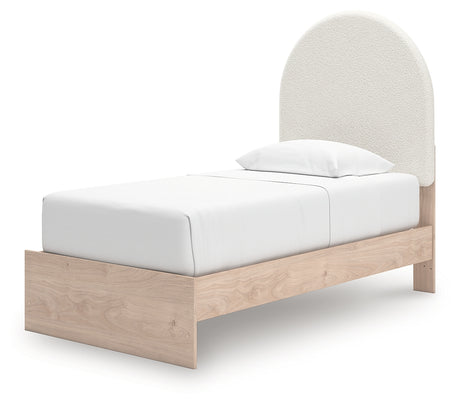 Arloster Twin Upholstered Panel Bed, Dresser and Mirror from Ashley Furniture - Luna Furniture