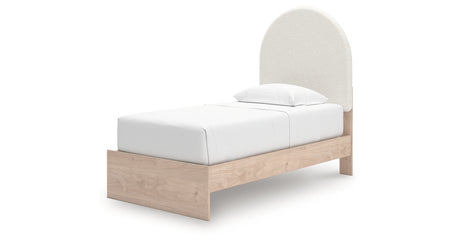 Arloster Tan/White Twin Upholstered Platform Bed from Ashley Furniture - Luna Furniture