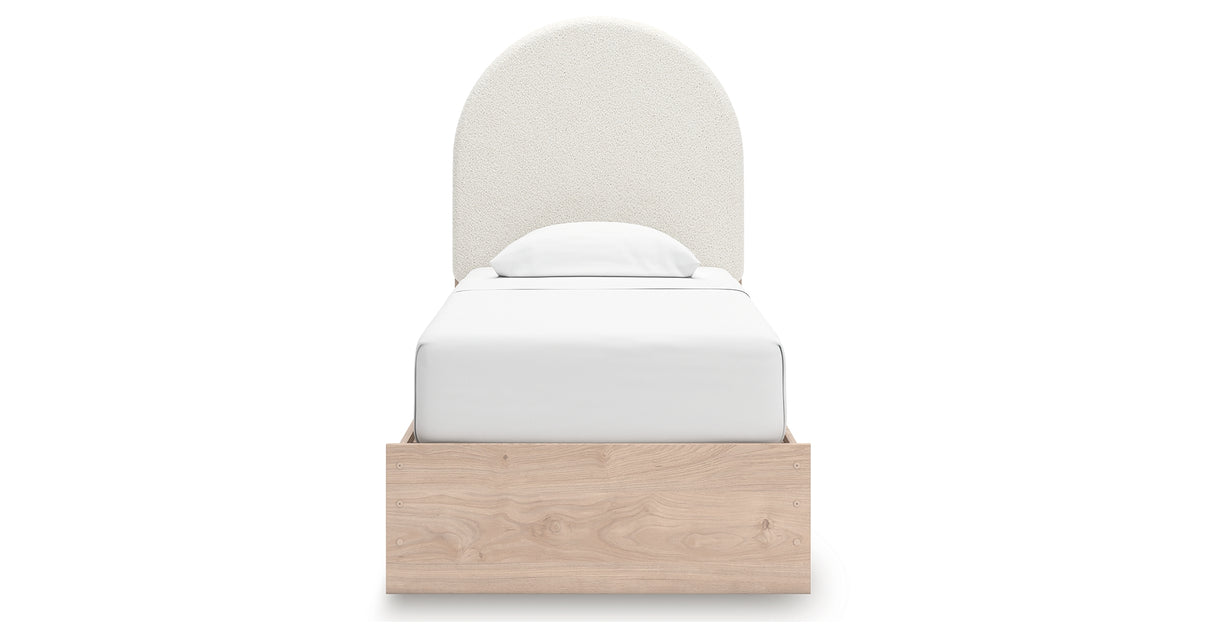 Arloster Tan/White Twin Upholstered Platform Bed from Ashley Furniture - Luna Furniture