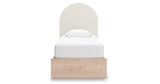 Arloster Tan/White Twin Upholstered Platform Bed from Ashley Furniture - Luna Furniture