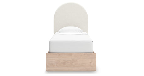 Arloster Tan/White Twin Upholstered Platform Bed from Ashley Furniture - Luna Furniture