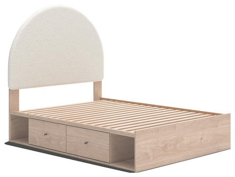Arloster Tan Full Panel Storage Bed, Dresser, Mirror and Nightstand from Ashley Furniture - Luna Furniture