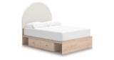 Arloster Tan/White Full Upholstered Platform Bed with Storage from Ashley Furniture - Luna Furniture