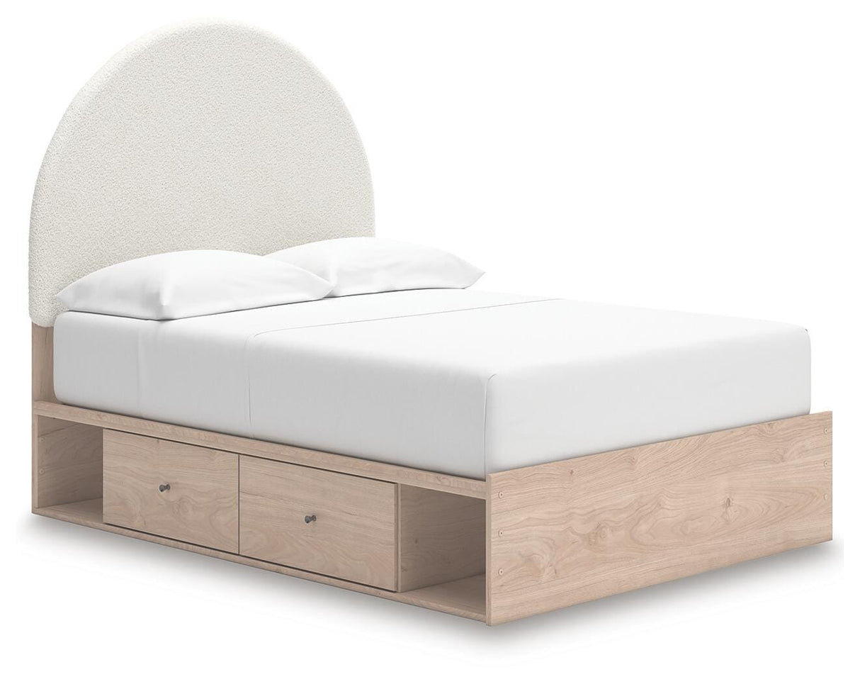 Arloster Tan Full Panel Storage Bed, Dresser, Mirror and Nightstand from Ashley Furniture - Luna Furniture