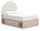 Arloster Tan Full Panel Storage Bed, Dresser, Mirror and Nightstand from Ashley Furniture - Luna Furniture