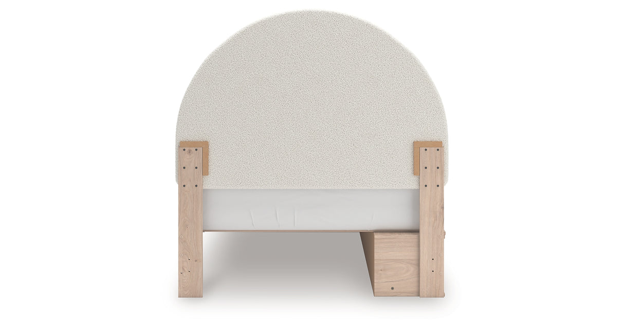 Arloster Tan/White Full Upholstered Platform Bed with Storage from Ashley Furniture - Luna Furniture