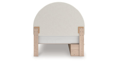 Arloster Tan/White Full Upholstered Platform Bed with Storage from Ashley Furniture - Luna Furniture
