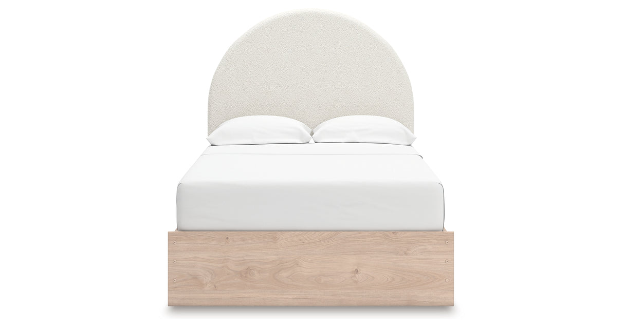Arloster Tan/White Full Upholstered Platform Bed with Storage from Ashley Furniture - Luna Furniture