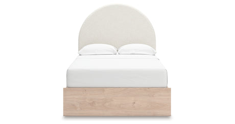 Arloster Tan/White Full Upholstered Platform Bed with Storage from Ashley Furniture - Luna Furniture