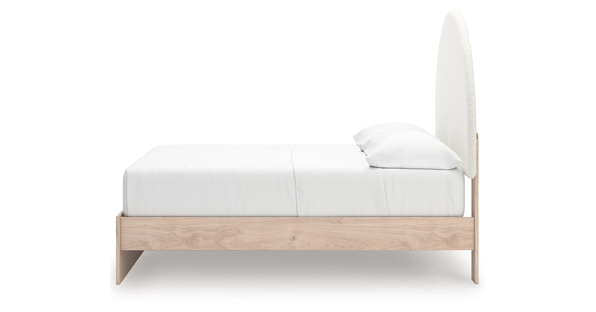 Arloster Tan/White Full Upholstered Platform Bed with Storage from Ashley Furniture - Luna Furniture