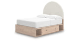 Arloster Tan/White Full Upholstered Platform Bed with Storage from Ashley Furniture - Luna Furniture