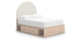 Arloster Tan/White Full Upholstered Platform Bed with Storage from Ashley Furniture - Luna Furniture