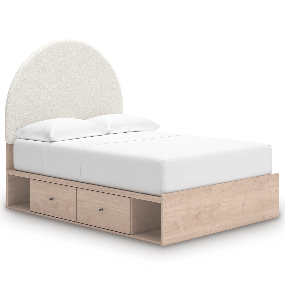 Arloster Tan/White Upholstered Storage Platform Youth Bedroom Set with 4 Side Drawers from Ashley - Luna Furniture