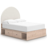 Arloster Tan/White Upholstered Storage Platform Youth Bedroom Set with 4 Side Drawers from Ashley - Luna Furniture