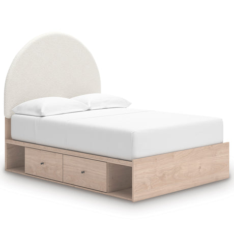 Arloster Tan/White Upholstered Storage Platform Youth Bedroom Set with 4 Side Drawers from Ashley Furniture - Luna Furniture