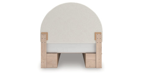 Arloster Tan/White Full Upholstered Platform Bed with Storage from Ashley Furniture - Luna Furniture