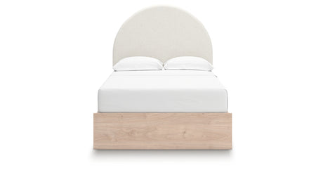 Arloster Tan/White Full Upholstered Platform Bed with Storage from Ashley Furniture - Luna Furniture
