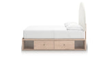 Arloster Tan/White Full Upholstered Platform Bed with Storage from Ashley Furniture - Luna Furniture