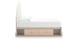 Arloster Tan/White Full Upholstered Platform Bed with Storage from Ashley Furniture - Luna Furniture