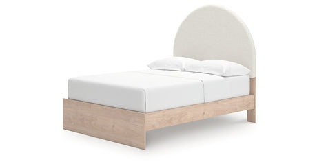 Arloster Tan/White Full Upholstered Platform Bed from Ashley Furniture - Luna Furniture