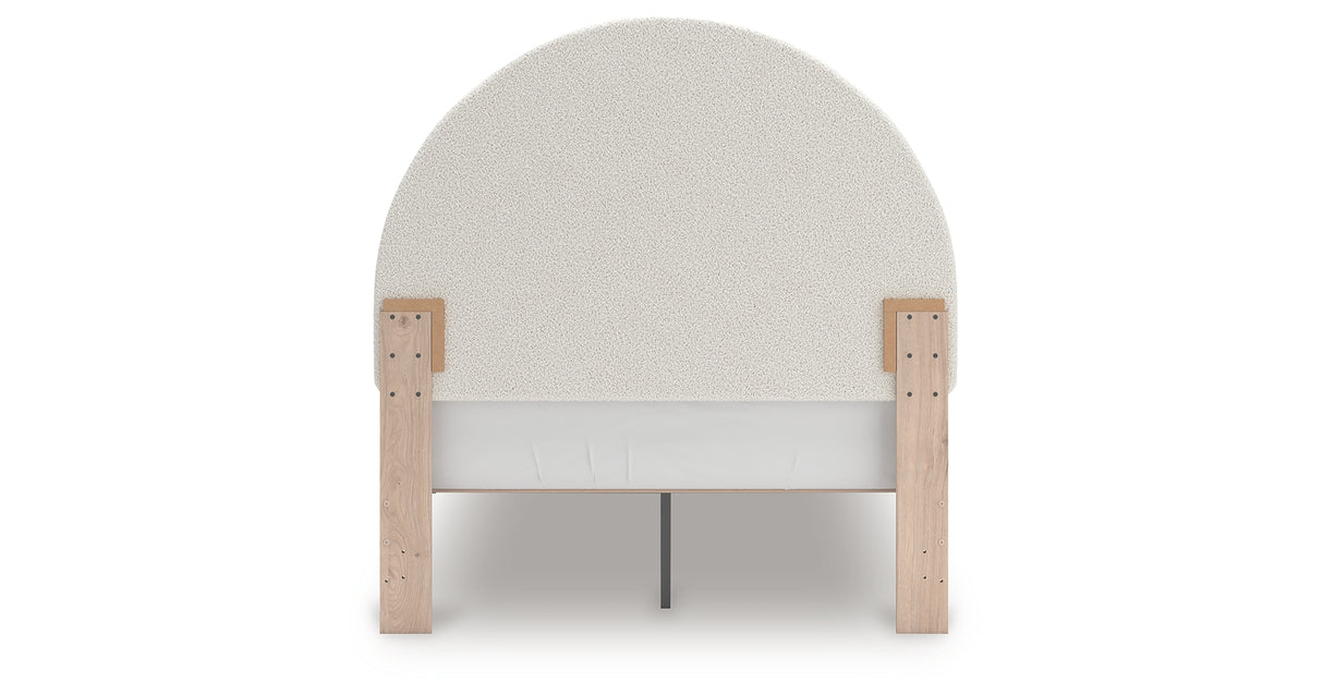 Arloster Tan/White Full Upholstered Platform Bed from Ashley Furniture - Luna Furniture