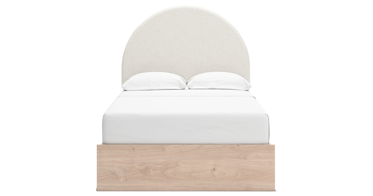 Arloster Tan/White Full Upholstered Platform Bed from Ashley Furniture - Luna Furniture